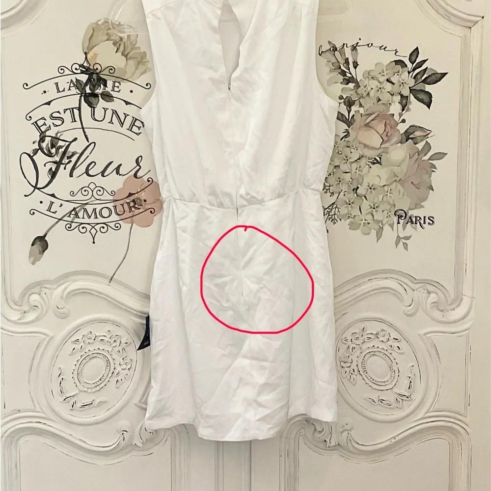 Lulus Classic Elegance Dress White Satin Mini Mock Neck Size L NWT
